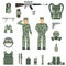 Military symbols design with weapon and uniform. vector.