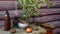 Military table still life. Dry army rations and kitchenware soldier. Moscow