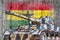 Military tank with concrete Ghana flag