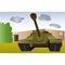A military tank on the ground. Vector illustration.