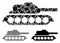 Military tank Mosaic Icon of Raggy Elements