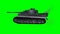 Military tank in ride - view of the side - green screen