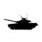 Military tank silhouette. Howitzer icon. Vector illustration