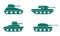 Military Tank Silhouette Icon. Panzer Vehicle Force Pictogram. Armed Machine Weapon Icon. Tank Army Green Symbol