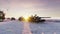 Military tanks and military helicopters move on a clear winter day on the battlefield. 3D Rendering