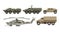 Military transport and army aviation machines vector isolated icons set