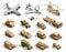 Military Transport Isometric Icons Set