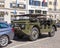 Military transporter in the Zurich old town