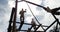 Military troops climbing rope during obstacle course 4k