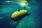 Military underwater drone. Created with Generative AI technology