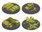 Military vehicles isometric icon set with tanks transport missile systems and artillery headlines vector illustration