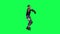 Military warrior man dancing and cheering after victory from left angle on green screen 3D people walking background chroma key Vi