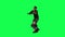 Military warrior man dancing and cheering after victory from right angle on green screen 3D people walking background chroma key V