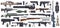 Military weapon. Army weapons, rocket, grenade launcher, machine gun and bazooka isolated vector illustration set