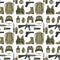 Military weapon guns armor forces american fighter ammunition camouflage seamless pattern background vector illustration