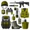 Military weapon guns symbols vector illustration