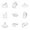 Military weapons icons set, outline style