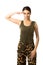 Military woman making salute gesture