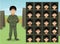 Military Woman Soldier Cartoon Emotion faces