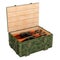 Military wooden ammunition box with assault rifles, 3D rendering