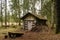 Military wooden log bunker in Latvia