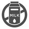 Milk allergy solid icon, Allergy concept, lactose intolerance allergy warning sign on white background, No milk and