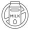 Milk allergy thin line icon, Allergy concept, lactose intolerance allergy warning sign on white background, No milk and