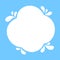 Milk blob shape on light blue soft for banner copy space, aqua background, white milk blob splash on pastel blue, water blobs