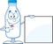 Milk Bottle Cartoon Mascot Character Showing A Blank Sign