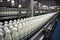 Milk bottle conveyor. Generate Ai