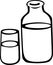 milk bottle and drink glass vector illustration
