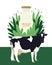 Milk in bottle on floral background Holstein Friesian cow Flat vector illustration Farmland and agriculture Organic farm shop or