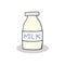 Milk bottle illustration on white background. fresh and healthy drink. hand drawn vector. high calcium and nutrition. doodle art f