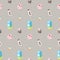 Milk bottle juice yogurt Seamless pattern isolated wallpaper background brown