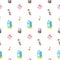 Milk bottle juice yogurt Seamless pattern isolated wallpaper background White