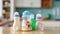 Milk Bottles for Baby and Delightful Toys Transform the Kitchen Table. Generative AI