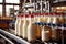 Milk bottling line at dairy processing manufacturing factory plant, agriculture industry