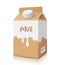 Milk box packaging brown and white color, template design isolated