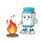 Milk camp fire mascot vector cartoon illustration