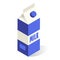 Milk carton box with plastic cap isometric icon. Dairy product cardboard packaging.