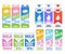 Milk cartons icons set.