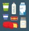 Milk and Cheese Icons Set Vector Illustration