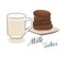 Milk and chocolate cakes - vector drawing
