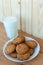 Milk and chocolate cookies.healthy diet. wholesome breakfast