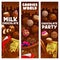 Milk chocolate, praline and fudge candy banners