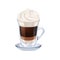 Milk coffee with whipped cream isolated