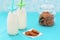 Milk and cookies in horizontal format