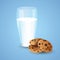 Milk and cookies illustration, chocolate chip