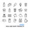 Milk Dairy Products Signs Black Thin Line Icon Set. Vector