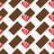Milk dark chocolate bar icon. Opened red foil. Modern simple style. Seamless Pattern Wrapping paper, textile template. White backg